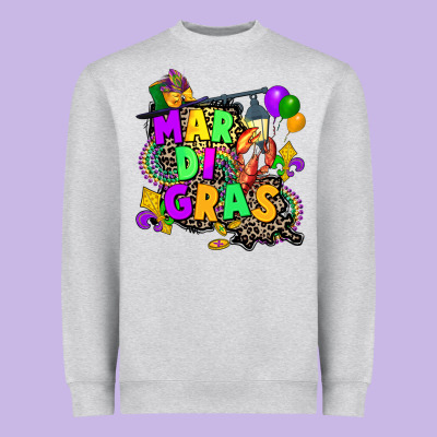 Louisiana Map Mardi Gras Heavyweight Sweatshirt Designed By Cowgirlartshop