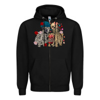 Black Skeleton couple Valentine's Day Zipper Hoodie - FaDigitalArtStudio