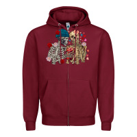 Burgundy Skeleton couple Valentine's Day Zipper Hoodie - FaDigitalArtStudio