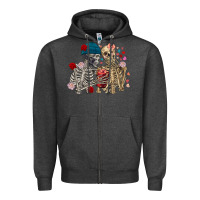 Charcoal Heather Skeleton couple Valentine's Day Zipper Hoodie - FaDigitalArtStudio