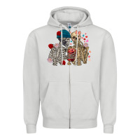 Dove Grey Skeleton couple Valentine's Day Zipper Hoodie - FaDigitalArtStudio