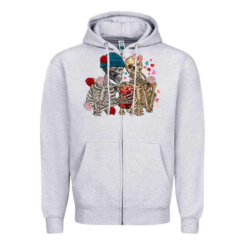 Skeleton Couple Valentine's Day Zipper Hoodie by FaDigitalArtStudio | Teevron