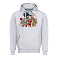 Heather Grey Skeleton couple Valentine's Day Zipper Hoodie - FaDigitalArtStudio