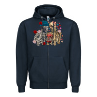 Navy Skeleton couple Valentine's Day Zipper Hoodie - FaDigitalArtStudio