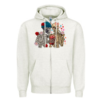 Oatmeal Heather Skeleton couple Valentine's Day Zipper Hoodie - FaDigitalArtStudio