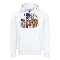 White Skeleton couple Valentine's Day Zipper Hoodie - FaDigitalArtStudio
