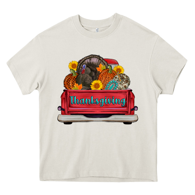 Thanksgiving Truck Turkey Pumpkin Heavy Core Tee by AdoDesignShop | Teevron