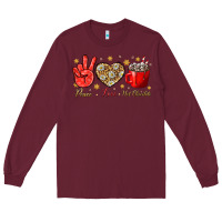 Burgundy Peace love hot chocolate Long Sleeve Tee - NancyCooperArtShop