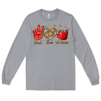 Heather Grey Peace love hot chocolate Long Sleeve Tee - NancyCooperArtShop