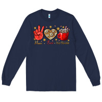 Navy Peace love hot chocolate Long Sleeve Tee - NancyCooperArtShop