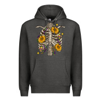 Charcoal Heather Mardi Gras chest sunflowers skeleton Premium Hoodie - FaDigitalArtStudio