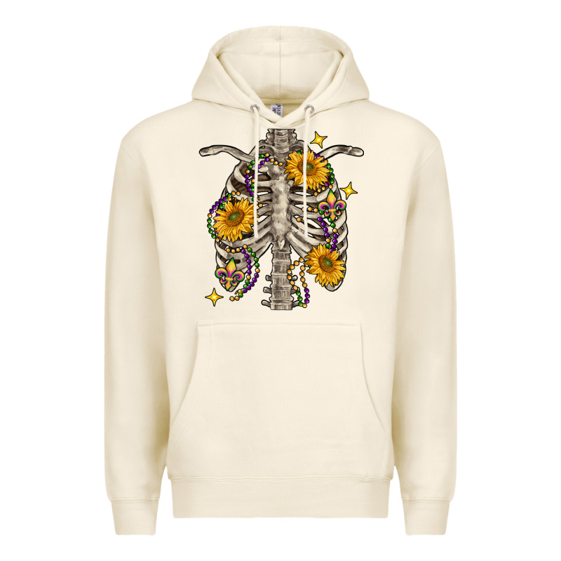 Mardi Gras Chest Sunflowers Skeleton Premium Hoodie by FaDigitalArtStudio | Teevron
