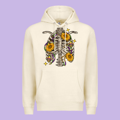 Mardi Gras Chest Sunflowers Skeleton Premium Hoodie Designed By Fadigitalartstudio