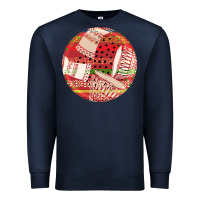 Navy african fabric pattern round earrings 2 Premium Sweatshirt - BundleAndBundleShop