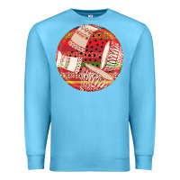 Ocean Blue african fabric pattern round earrings 2 Premium Sweatshirt - BundleAndBundleShop