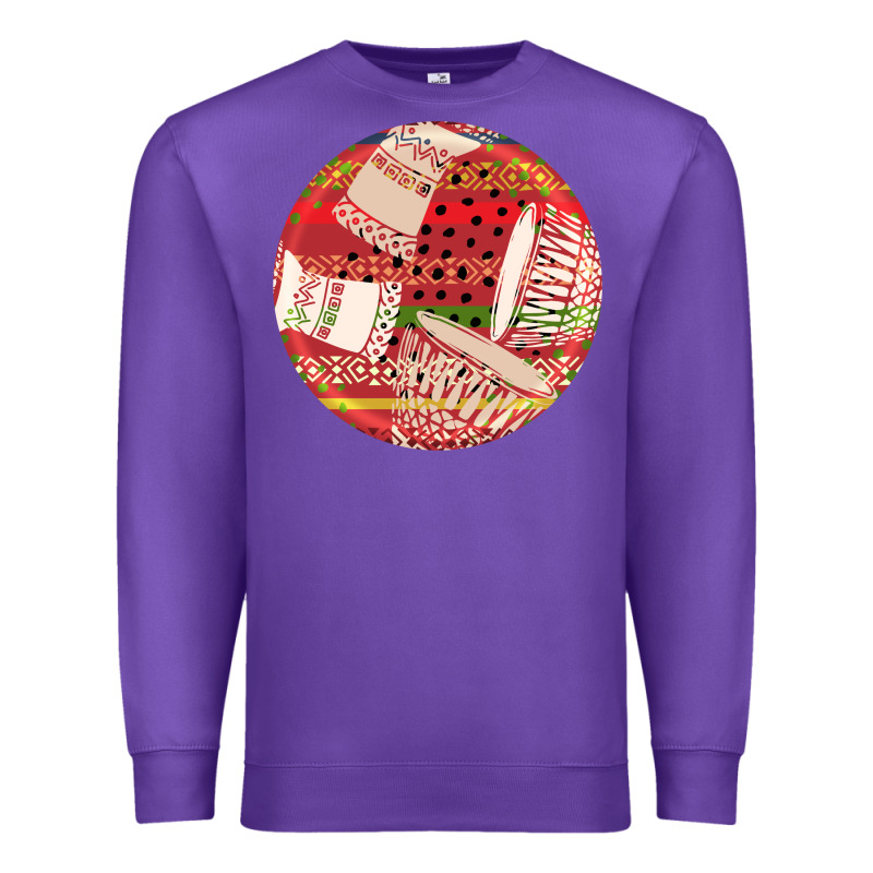 African Fabric Pattern Round Earrings 2 Premium Sweatshirt by BundleAndBundleShop | Teevron
