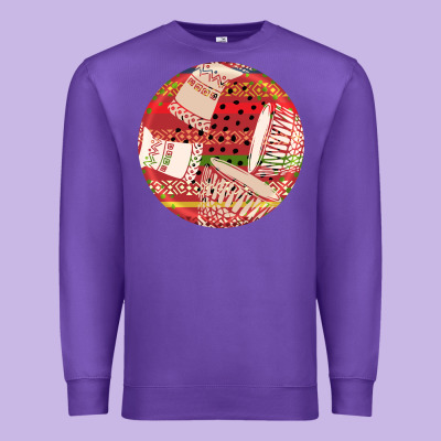 African Fabric Pattern Round Earrings 2 Premium Sweatshirt Designed By Bundleandbundleshop