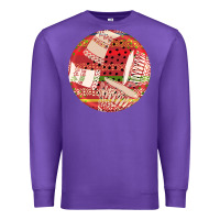 Purple african fabric pattern round earrings 2 Premium Sweatshirt - BundleAndBundleShop