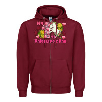 Burgundy My first Valentine's Day Unicorn Zipper Hoodie - FaDigitalArtStudio