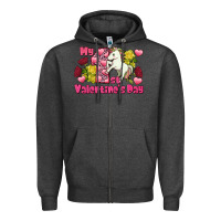 Charcoal Heather My first Valentine's Day Unicorn Zipper Hoodie - FaDigitalArtStudio