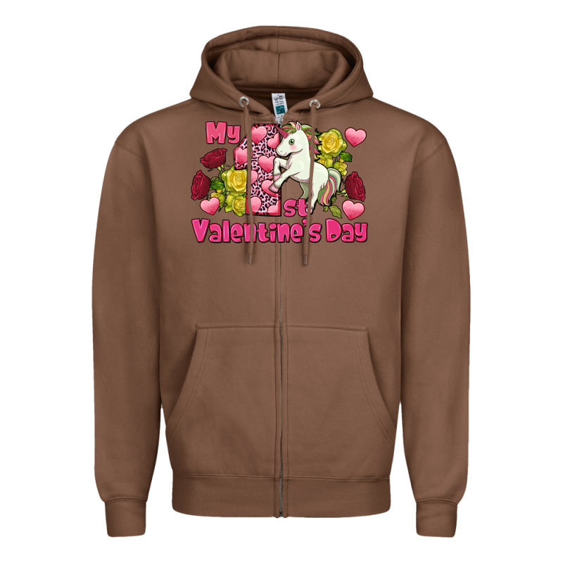 My First Valentine's Day Unicorn Zipper Hoodie by FaDigitalArtStudio | Teevron
