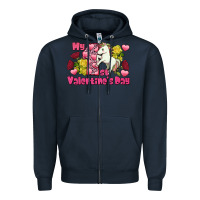 Navy My first Valentine's Day Unicorn Zipper Hoodie - FaDigitalArtStudio