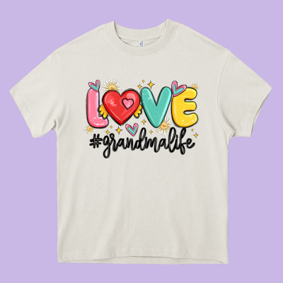 Love Grandma Life Heavy Core Tee Designed By Maliassmallbusiness