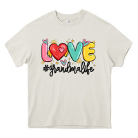 Cream love grandma life Heavy Core Tee - MaliasSmallBusiness