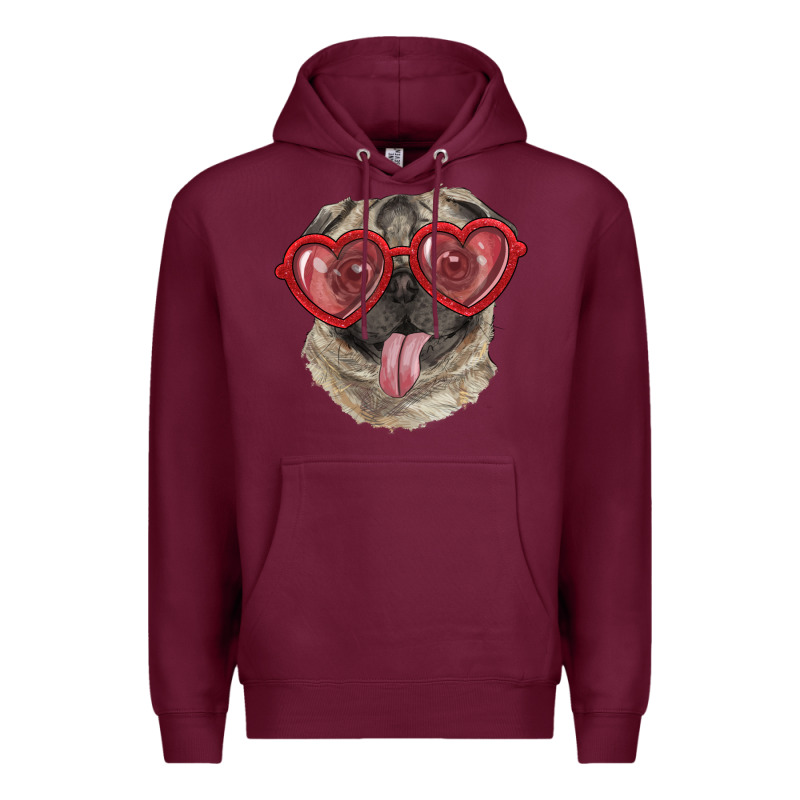 Pug With Love Glasses Premium Hoodie by RanaPortraitStore | Teevron