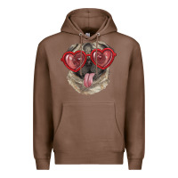 Chestnut Pug with love glasses Premium Hoodie - RanaPortraitStore
