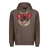 Coffee Pug with love glasses Premium Hoodie - RanaPortraitStore