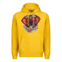 Lemon Pug with love glasses Premium Hoodie - RanaPortraitStore