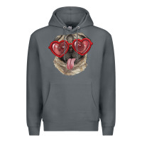 Rock Pug with love glasses Premium Hoodie - RanaPortraitStore