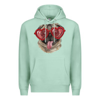 Seafoam Pug with love glasses Premium Hoodie - RanaPortraitStore