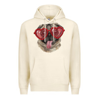Tofu Pug with love glasses Premium Hoodie - RanaPortraitStore