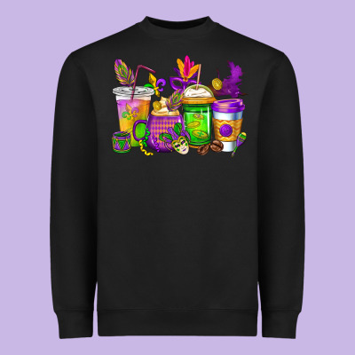 Mardi Gras Coffee Cups Cowgirl Heavyweight Sweatshirt Designed By Cowgirlartshop