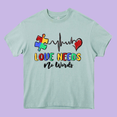 Love Needs No Words Heavy Core Tee Designed By Maliassmallbusiness