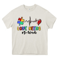 Cream love needs no words Heavy Core Tee - MaliasSmallBusiness