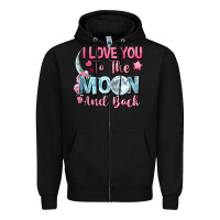 Black I love you to the moon and back Valentine's Day Zipper Hoodie - FaDigitalArtStudio