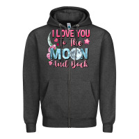 Charcoal Heather I love you to the moon and back Valentine's Day Zipper Hoodie - FaDigitalArtStudio
