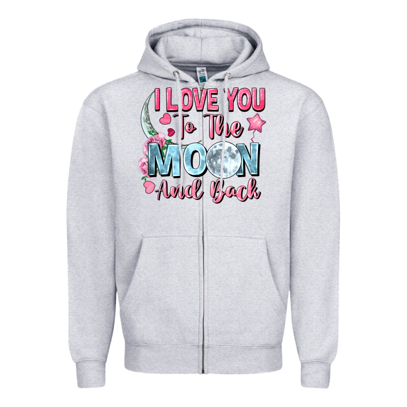 I Love You To The Moon And Back Valentine's Day Zipper Hoodie by FaDigitalArtStudio | Teevron