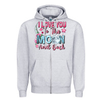 Heather Grey I love you to the moon and back Valentine's Day Zipper Hoodie - FaDigitalArtStudio