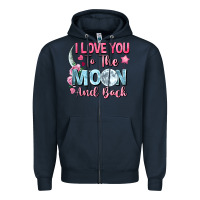 Navy I love you to the moon and back Valentine's Day Zipper Hoodie - FaDigitalArtStudio