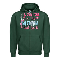 Sports Green I love you to the moon and back Valentine's Day Zipper Hoodie - FaDigitalArtStudio