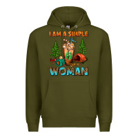 Army Green I Am A Simple Woman Camping Frappe Premium Hoodie - FaDigitalArtStudio