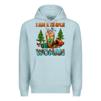 Blue Mist I Am A Simple Woman Camping Frappe Premium Hoodie - FaDigitalArtStudio