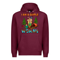 Burgundy I Am A Simple Woman Camping Frappe Premium Hoodie - FaDigitalArtStudio
