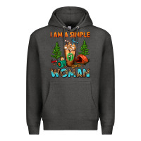 Charcoal Heather I Am A Simple Woman Camping Frappe Premium Hoodie - FaDigitalArtStudio