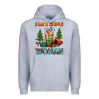 Heather Grey I Am A Simple Woman Camping Frappe Premium Hoodie - FaDigitalArtStudio