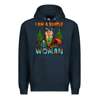 Navy I Am A Simple Woman Camping Frappe Premium Hoodie - FaDigitalArtStudio
